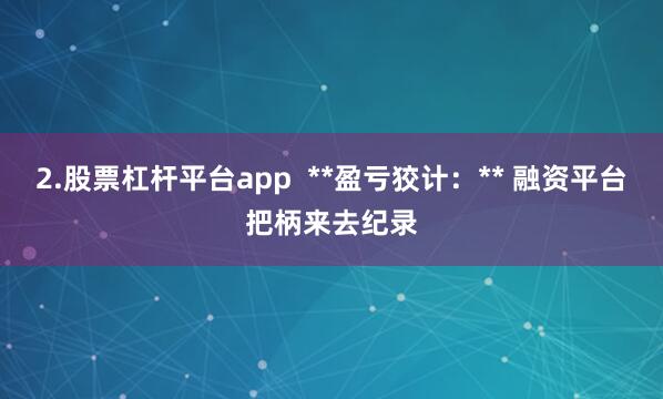 2.股票杠杆平台app **盈亏狡计:** 融资平台把柄来去纪录