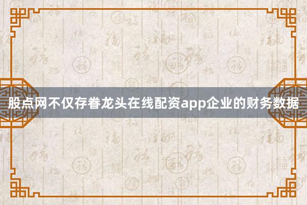 股点网不仅存眷龙头在线配资app企业的财务数据